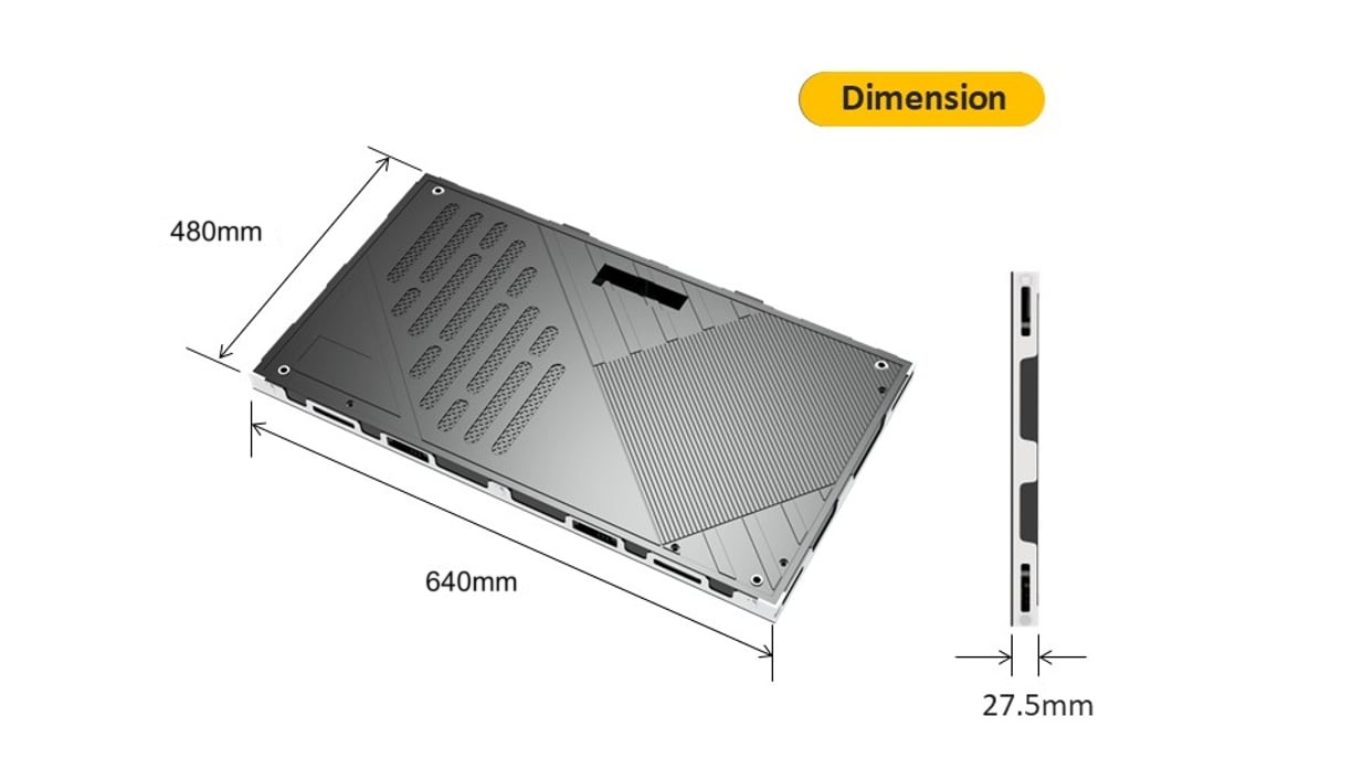 Ultra-slim LED cabinet dimensions 600 x 337.5 x 27.5 mm