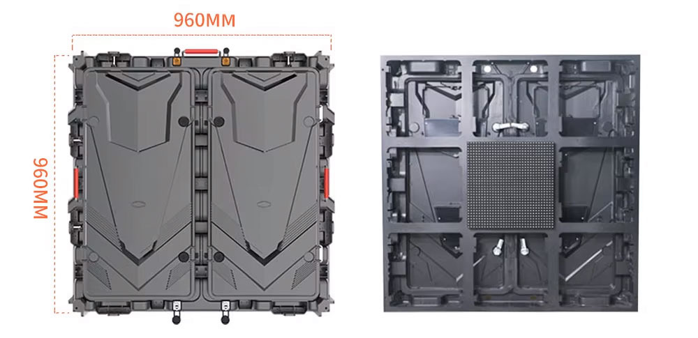 Outdoor LED cabinet front and rear structure with mounting frame