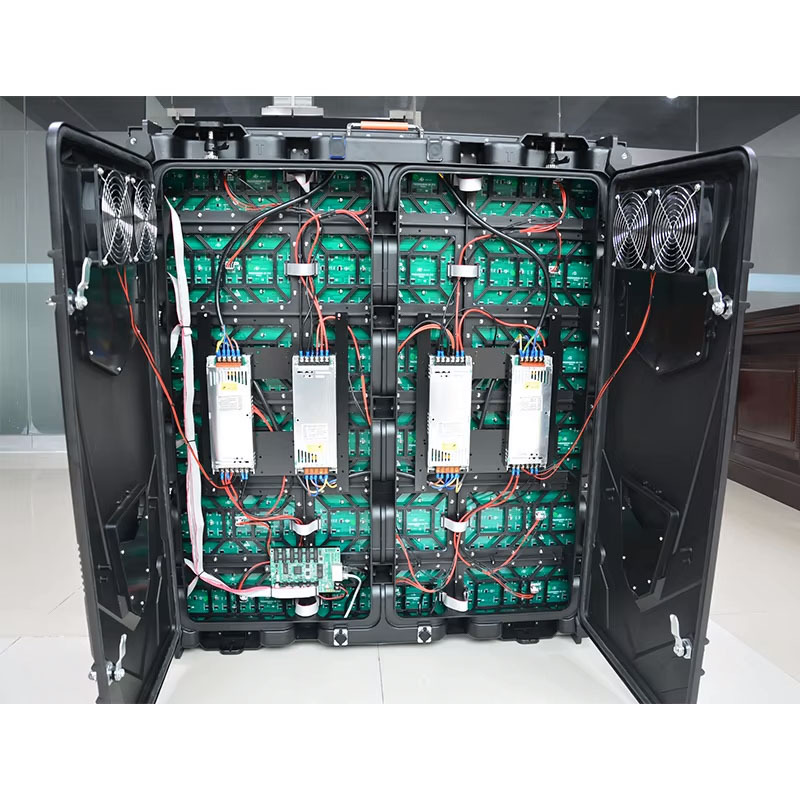 Internal power supplies and control boards inside an outdoor LED cabinet